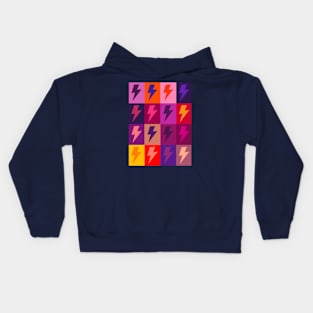 Lightning Bolts Checkerboard Pattern Pinks and Purples Kids Hoodie